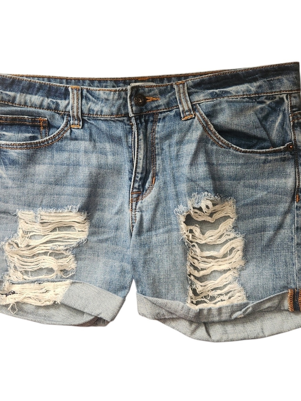 Sneak Peek Distressed Blue Denim Women’s Juniors Shorts- Size Medium 7/9